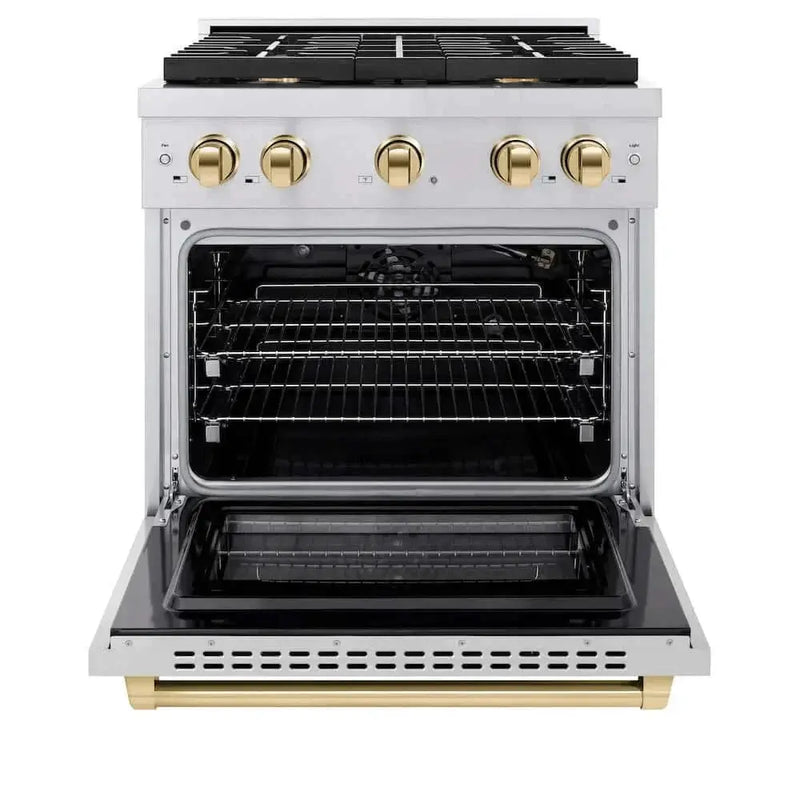 ZLINE 30 " Gas Range, Convection Oven Stainless Steel, Gold , SGRZ-30-G by Farmhouse Kitchen and Bath