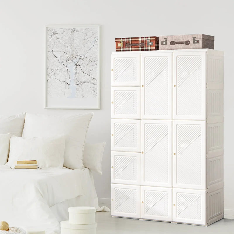 Foldable Armoire Wardrobe Closet with 10 Cubes by DirectDeals