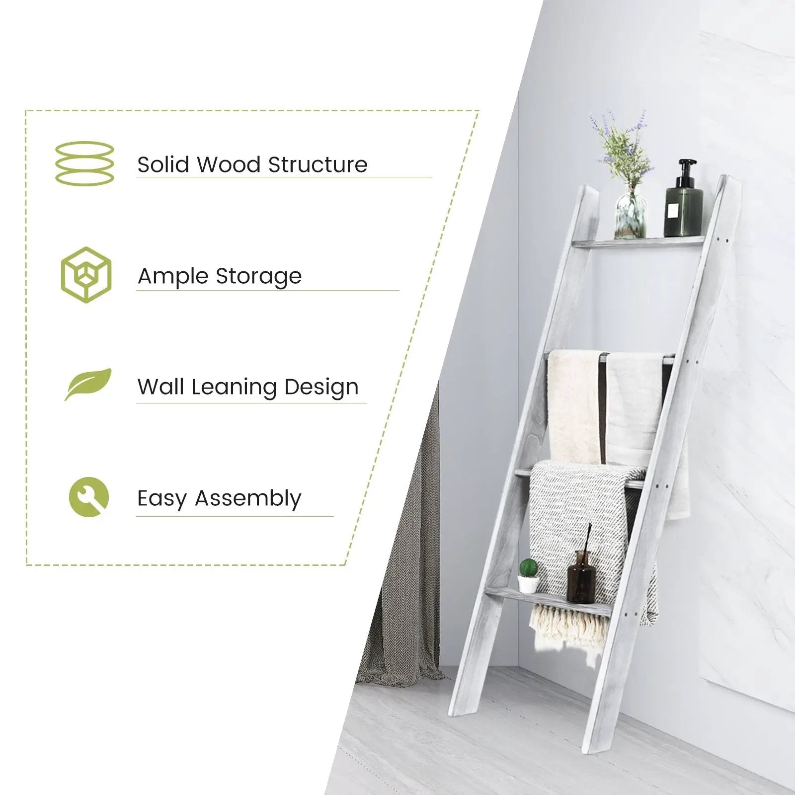 4-Tier Wall Leaning Ladder Shelf Stand by DirectDeals