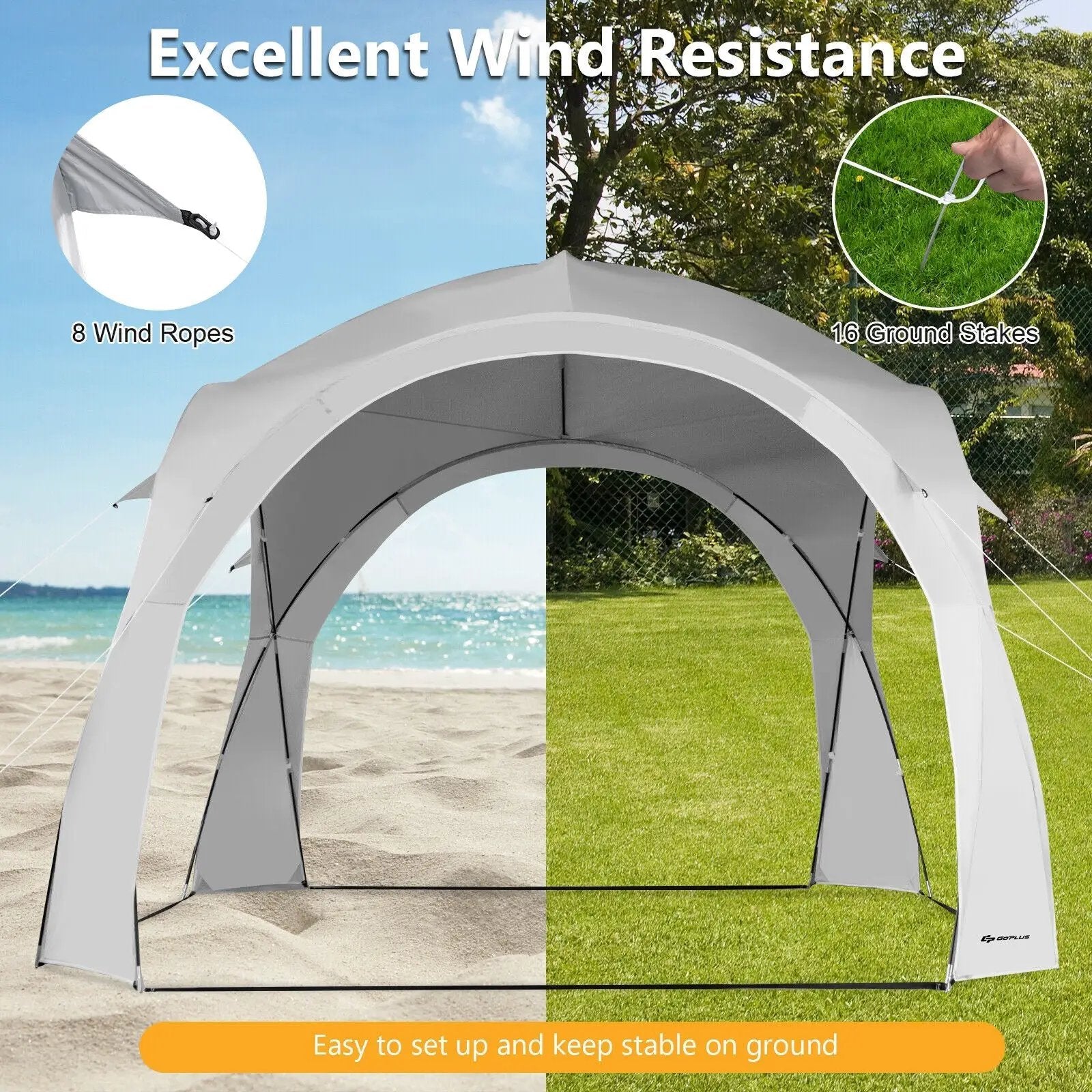 11 x 11 Feet Patio Sun Shade Shelter Canopy Tent Portable UPF 50+ Outdoor Beach-White by DirectDeals