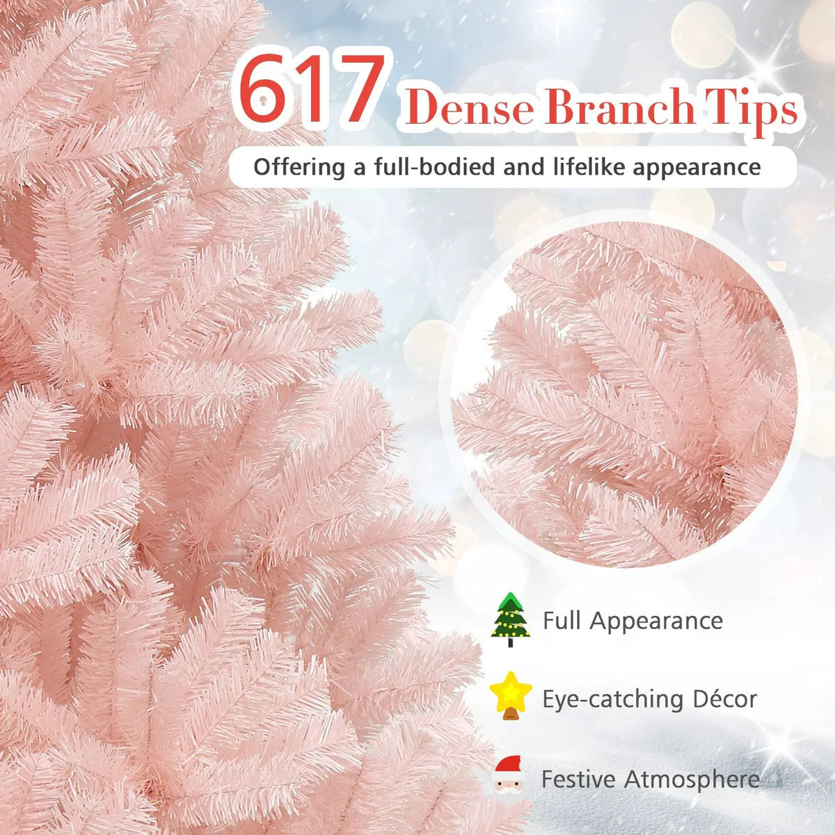 6/7 Feet Artificial Christmas Tree Hinged Full Fir Tree, photo 8 of 16