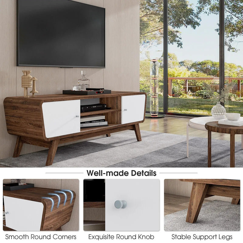 Sliding Door TV Stand with Adjustable Shelf for TVs up to 55 Inch by DirectDeals