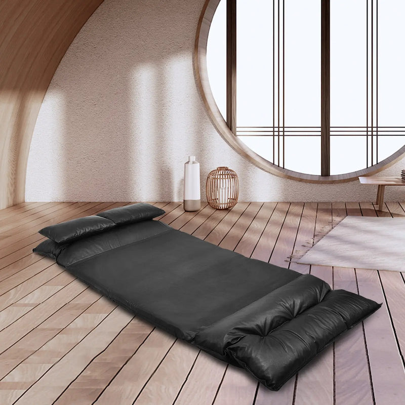 Foldable PU Leather Leisure Floor Sofa Bed with 2 Pillows-Black by DirectDeals