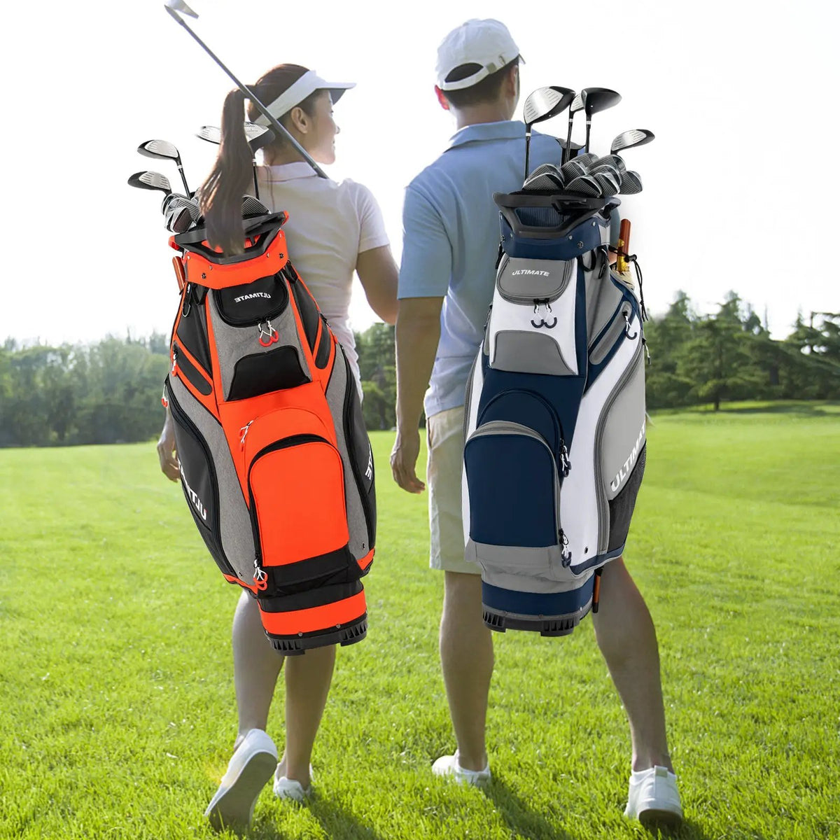 10.5 Inch Golf Stand Bag with 14 Way Dividers and 7 Zippered Pockets