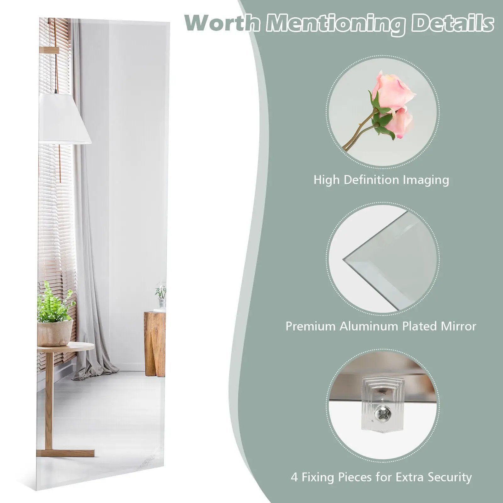 43 x 15 Inch Wall Mounted Frameless Full Length Mirror by DirectDeals