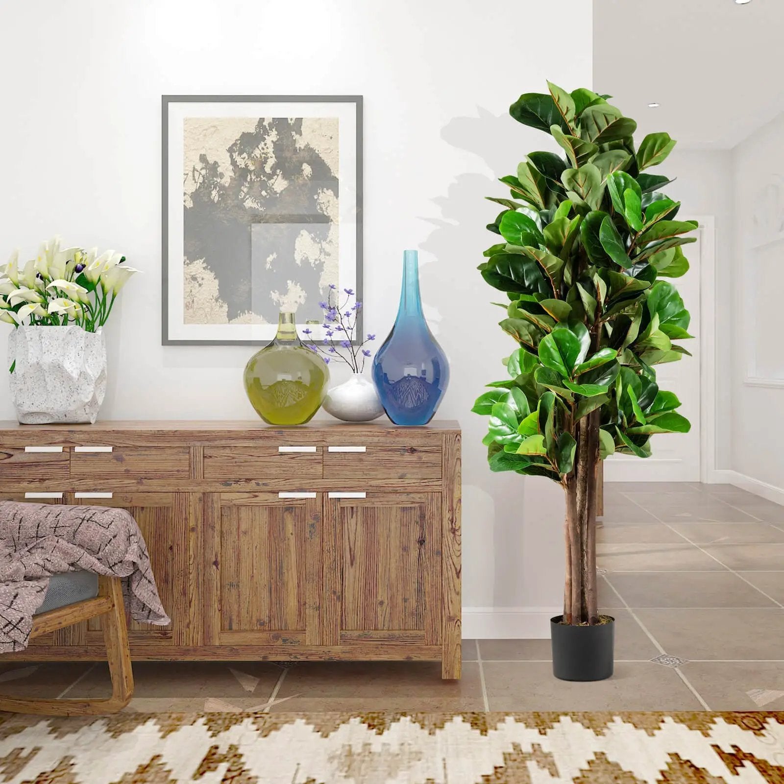 5 Feet Artificial Fiddle Leaf Fig Tree Decorative Planter by DirectDeals