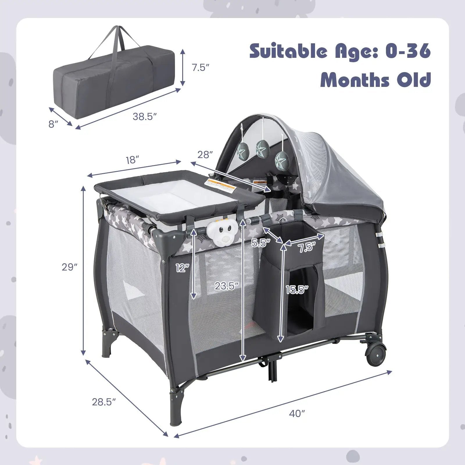 Portable Baby Nursery Center 4-in-1 Portable Travel Crib by DirectDeals