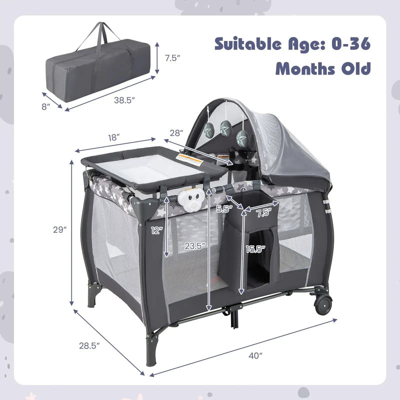 Portable Baby Nursery Center 4-in-1 Portable Travel Crib by DirectDeals
