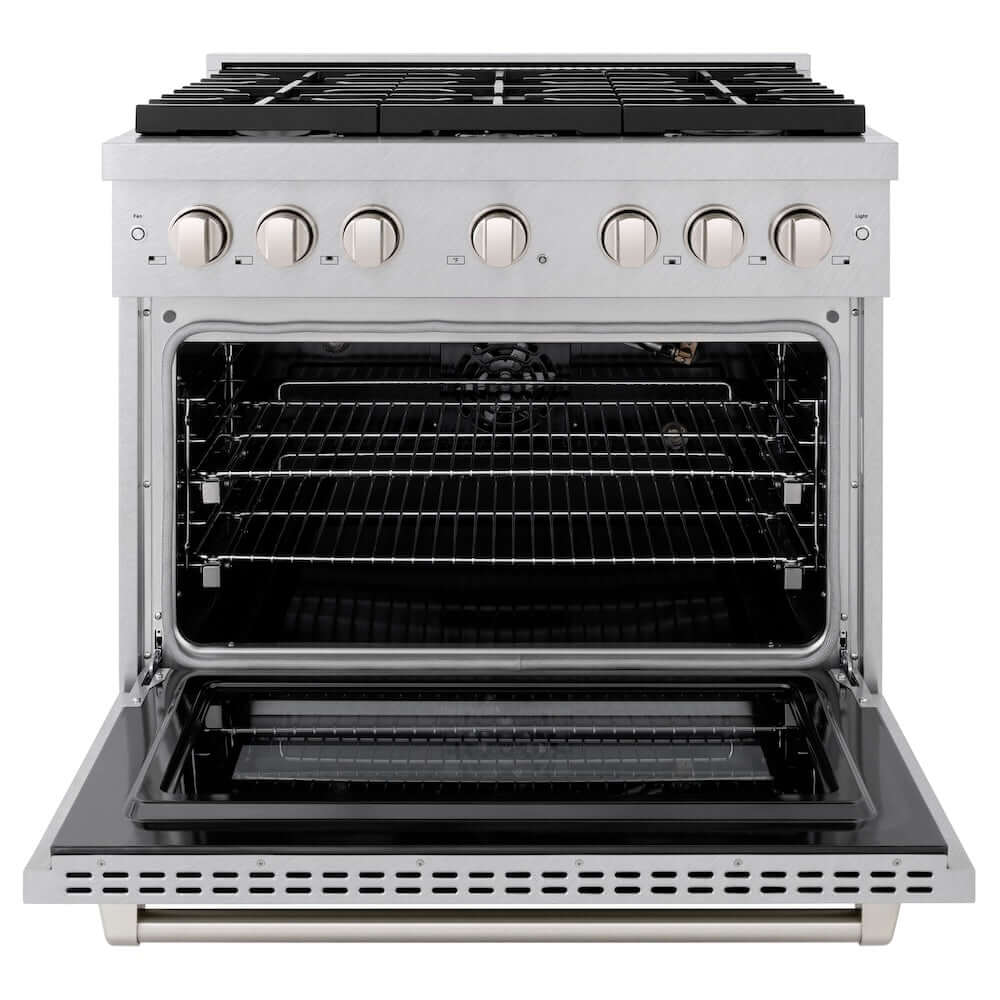 ZLINE 36"Gas Range, Convection Gas Oven , DuraSnow® Stainless Steel, SGRS-36 by Farmhouse Kitchen and Bath