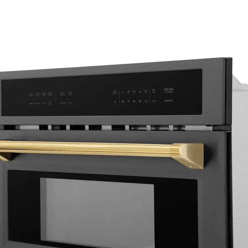 ZLINE 30” Convection Microwave, Black Stainless, Gold MWOZ-30-BS-G by Farmhouse Kitchen and Bath