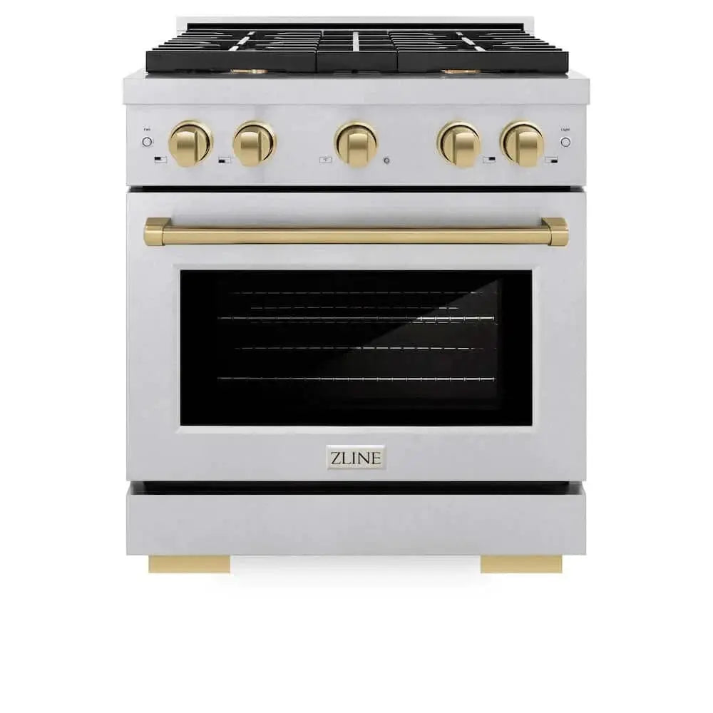 ZLINE 30"Gas Range, Convection Gas Oven , DuraSnow® Champagne Bronze, SGRSZ-30-CB by Farmhouse Kitchen and Bath