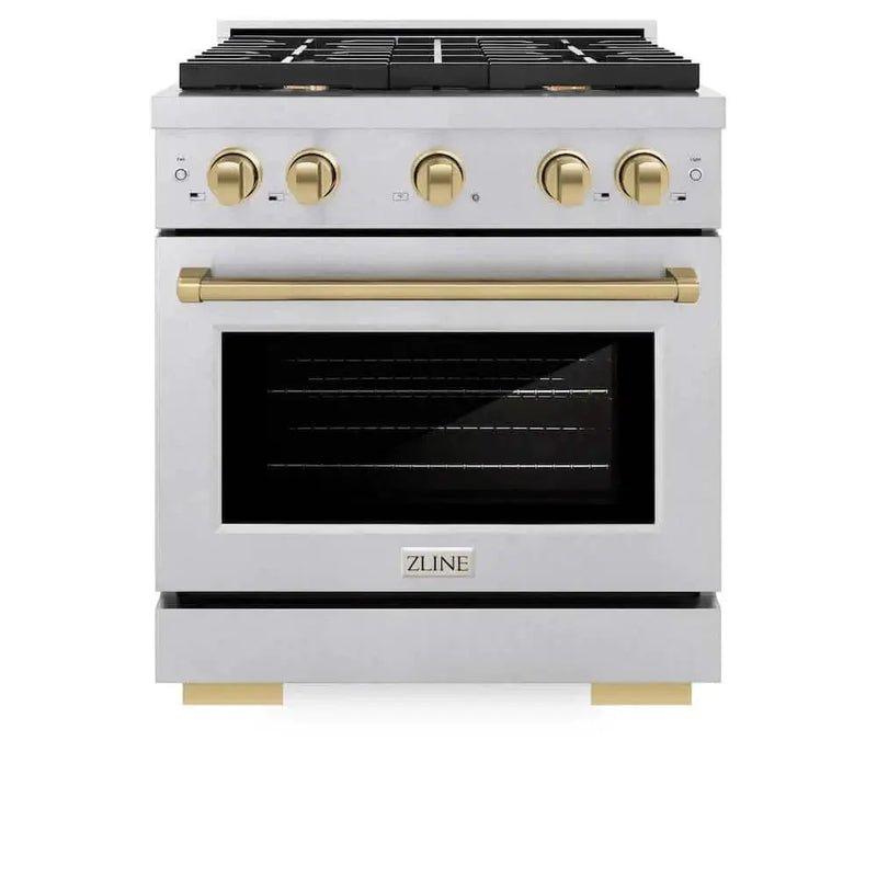 ZLINE 30"Gas Range, Convection Gas Oven , DuraSnow® Champagne Bronze, SGRSZ-30-CB by Farmhouse Kitchen and Bath