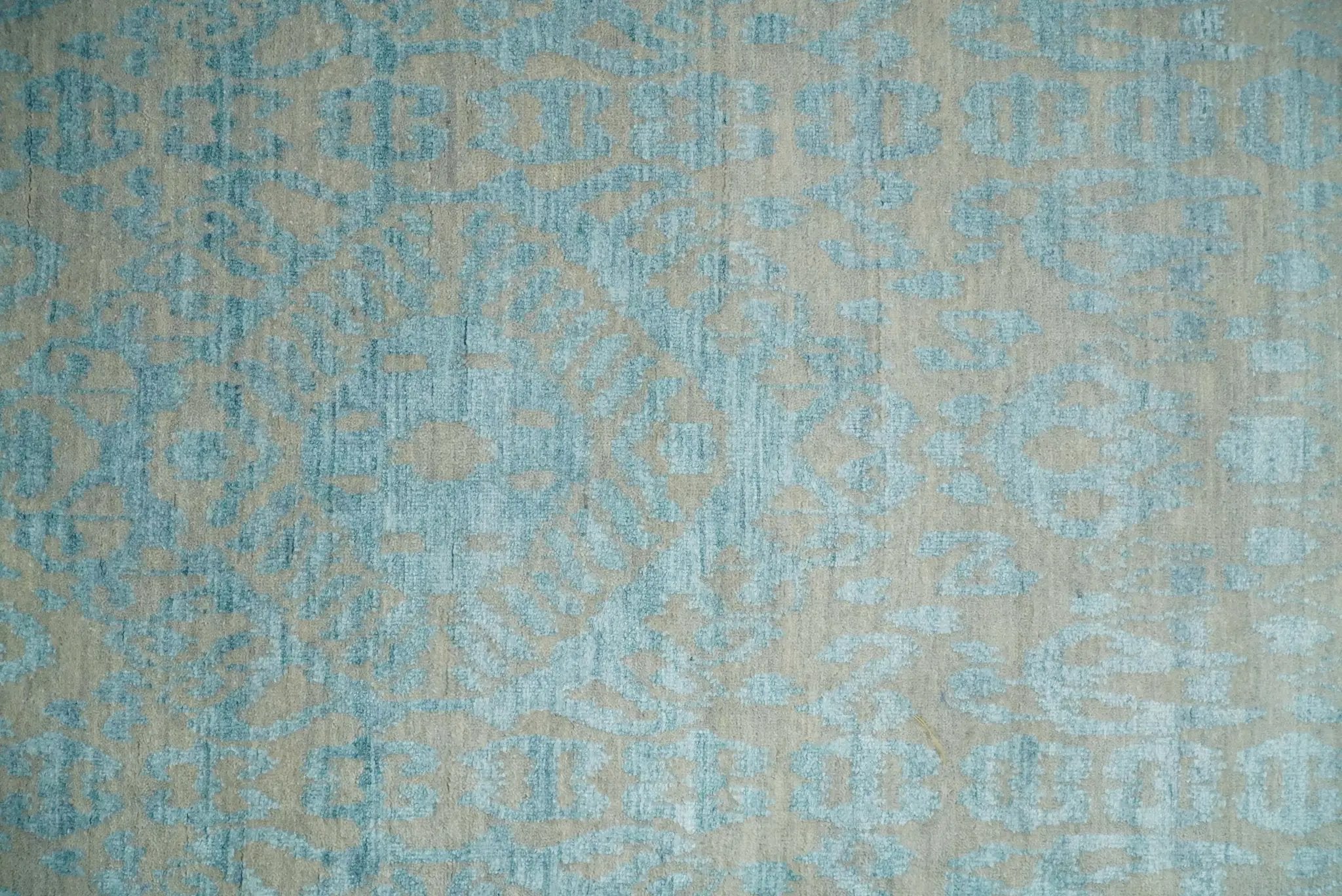 3x8 Fine Hand Knotted Camel and Blue Traditional Persian Style Antique Wool and Silk Rug by The Rug Decor