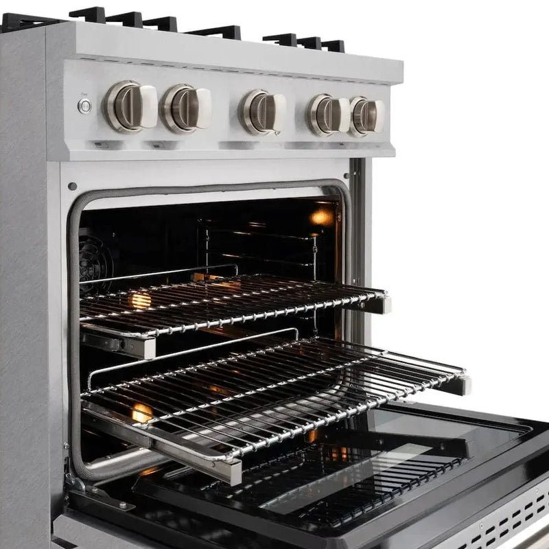 ZLINE 30" Dual Fuel Range, Gas Cooktop, Electric Convection Oven DuraSnow® Stainless Steel, CDRS-30 by Farmhouse Kitchen and Bath