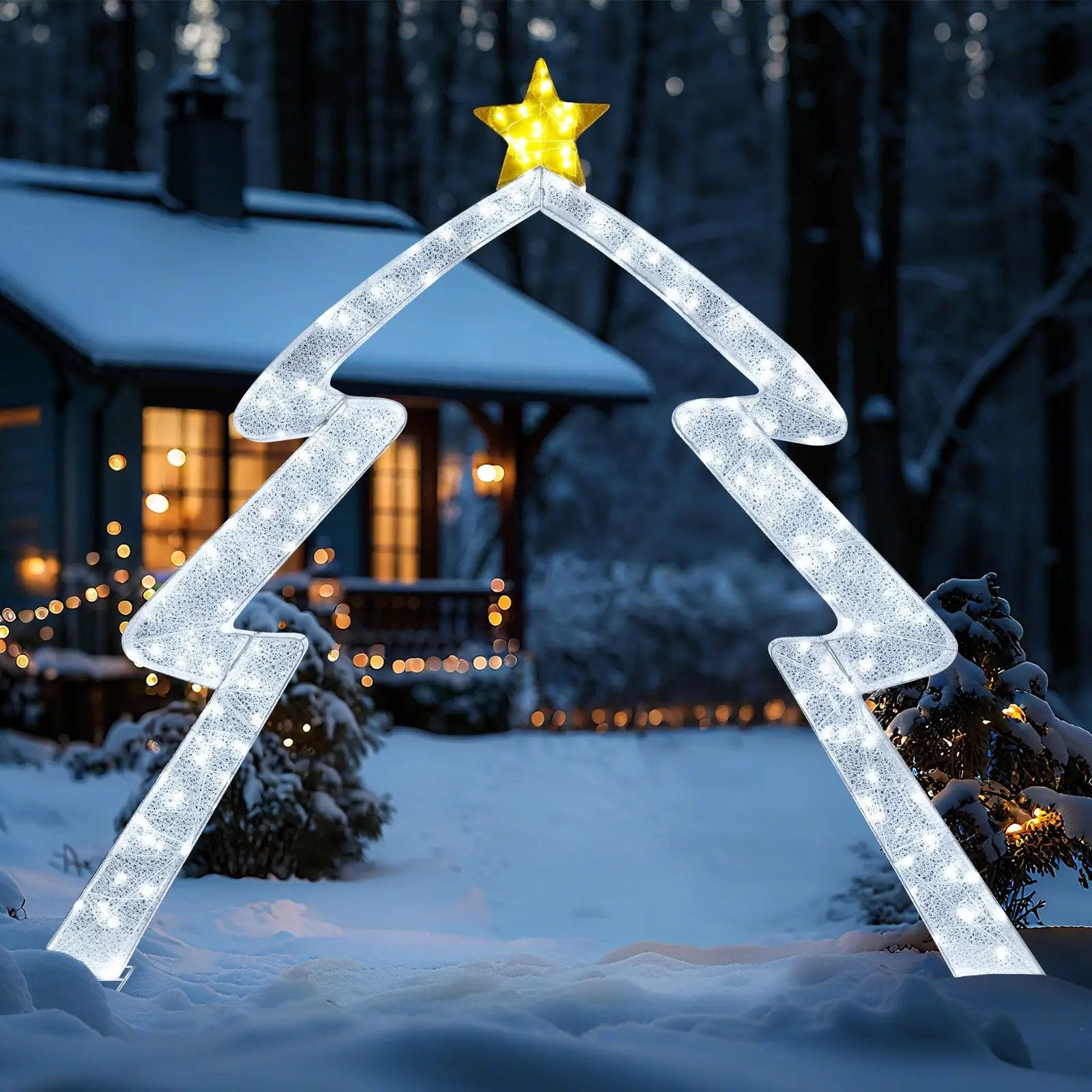 8.8 Feet Christmas Tree-shaped Archway with Top Star by DirectDeals