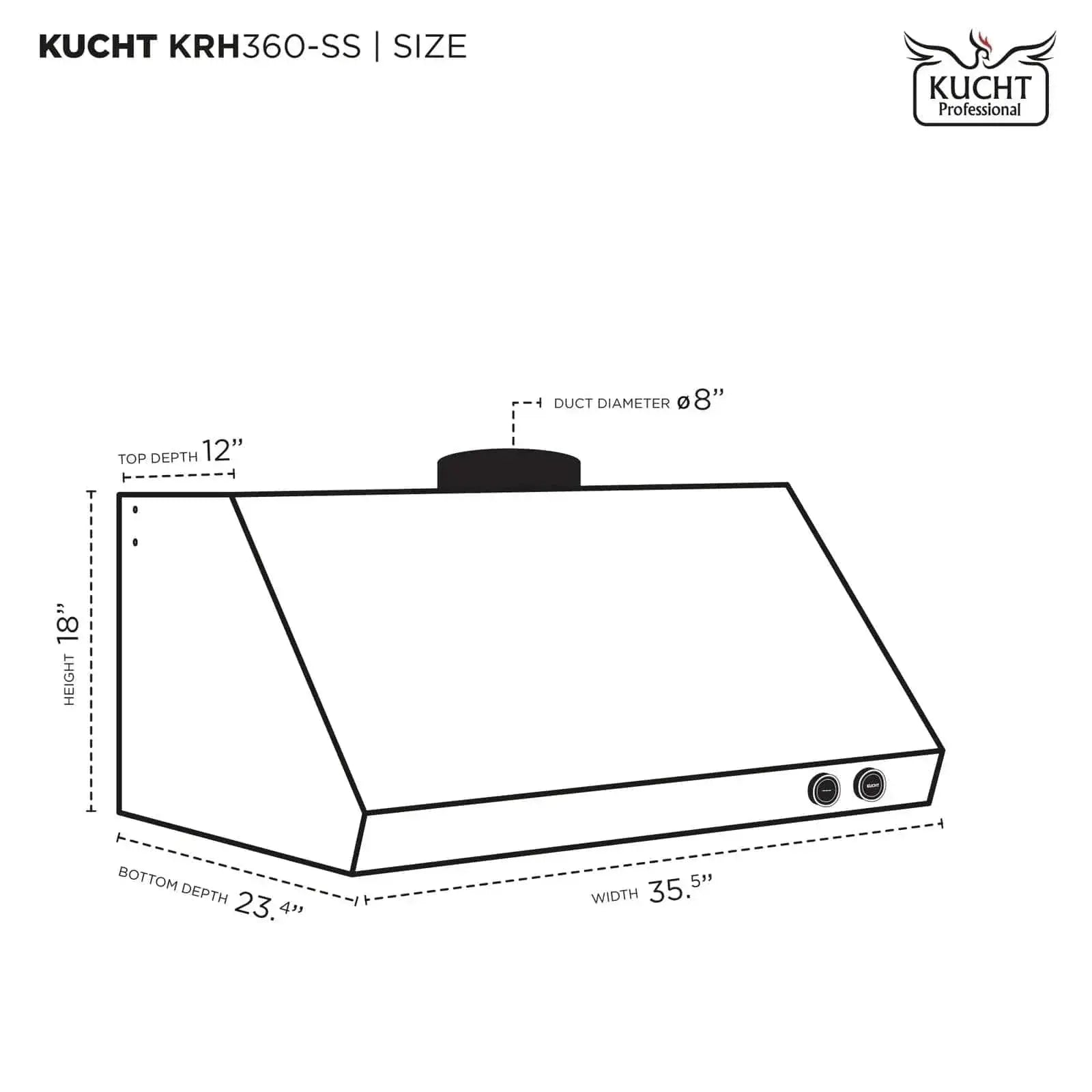 Kucht 36" Ducted Under Cabinet Range Hood Stainless Steel with Digital Controls KRH360-SS by Farmhouse Kitchen and Bath
