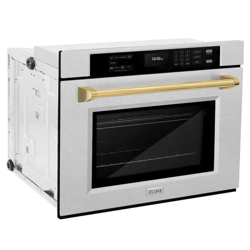 ZLINE 30"Professional True Convection Single Wall Oven, Air Fry, Self Clean, DuraSnow® Gold WASSZ-30-G by Farmhouse Kitchen and Bath