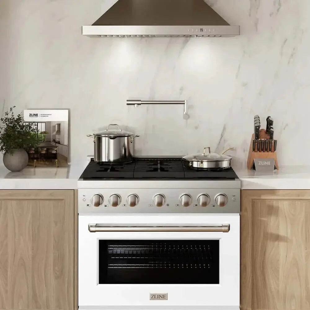 ZLINE 36 In. Gas Range, Stainless Steel, White Matte, SGR-WM-36 by Farmhouse Kitchen and Bath