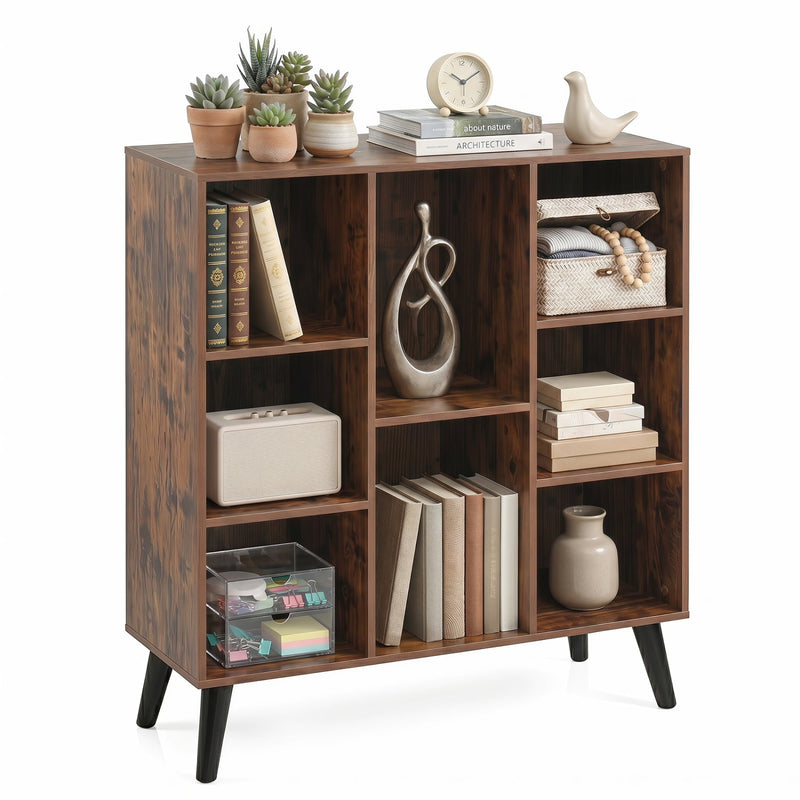 8-Cube Bookcase with Raised Legs - Rustic Brown by DirectDeals