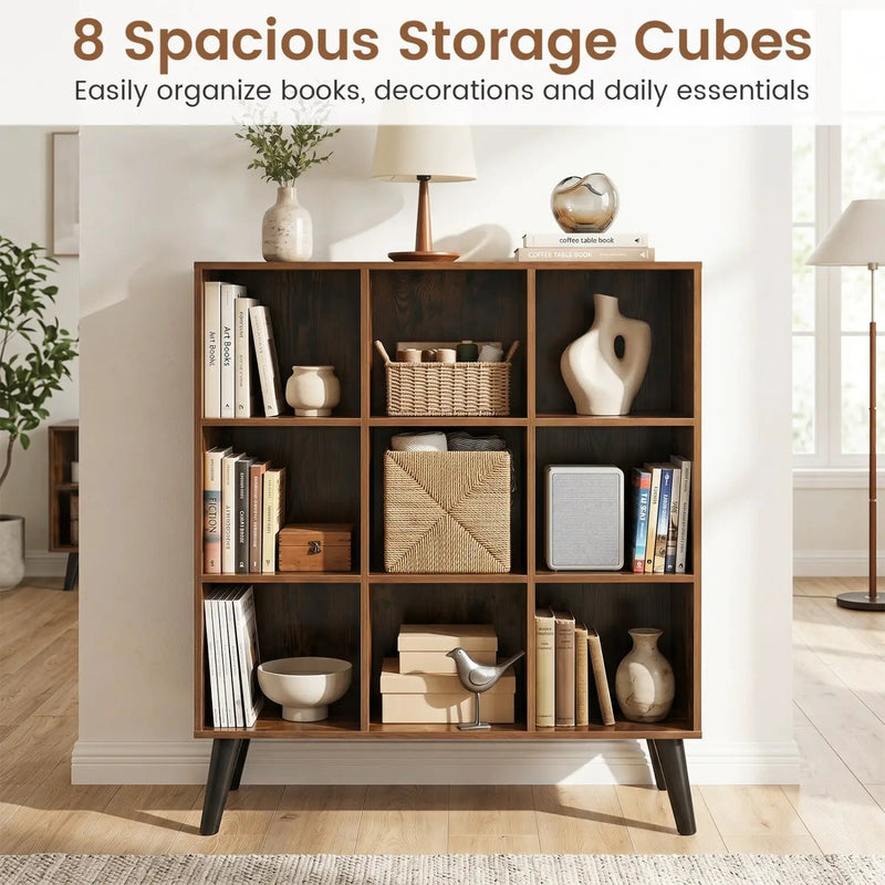 8-Cube Bookcase with Raised Legs - Rustic Brown by DirectDeals