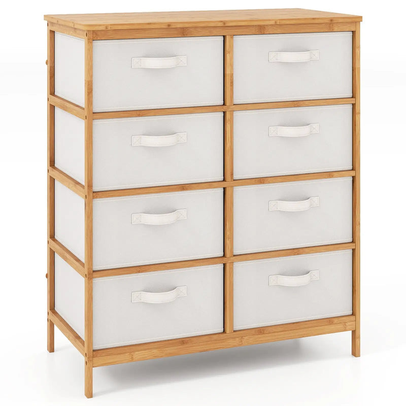 8 Drawers Dresser with Removable Fabric Bins for Bedroom-Beige by DirectDeals