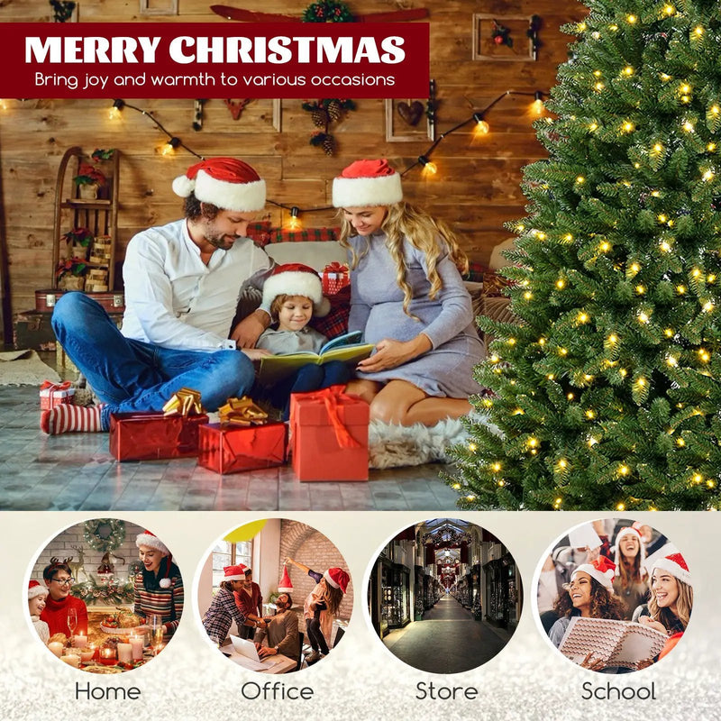 8 FT Corner Artificial Christmas Tree with 1137 Branch Tips and 360 Warm White LED Lights by DirectDeals