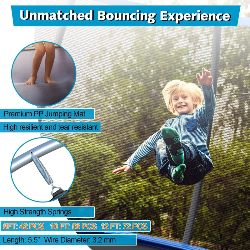 8 Feet ASTM Approved Recreational Trampoline with Ladder-Blue by DirectDeals
