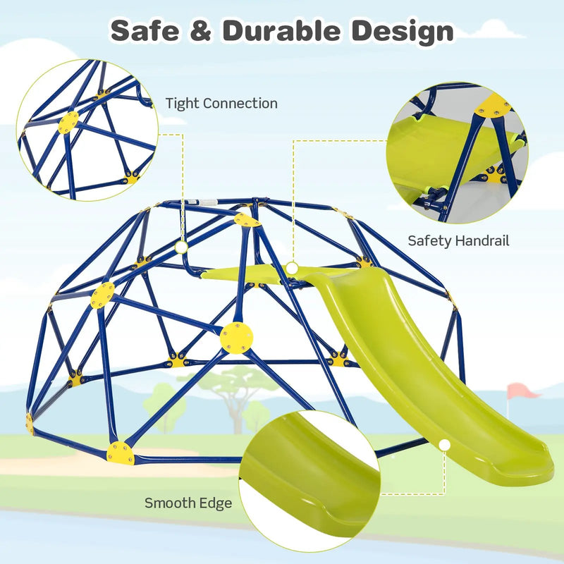 Kids Climbing Dome with Slide and Fabric Cushion for Garden Yard by DirectDeals