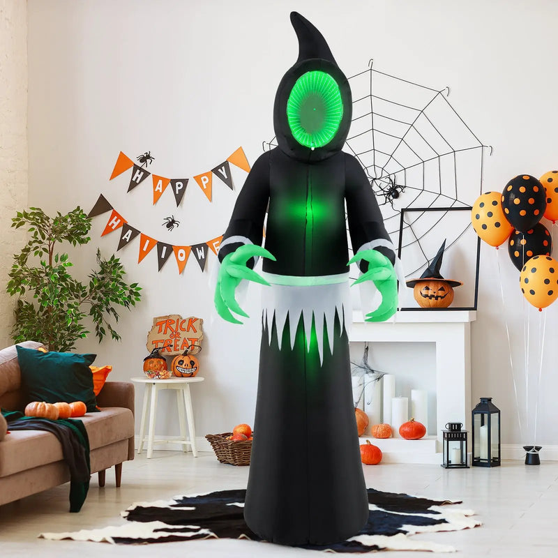 8 Feet Giant Halloween Inflatable Ghost with Built-in LED Lights and Mirror Face by DirectDeals