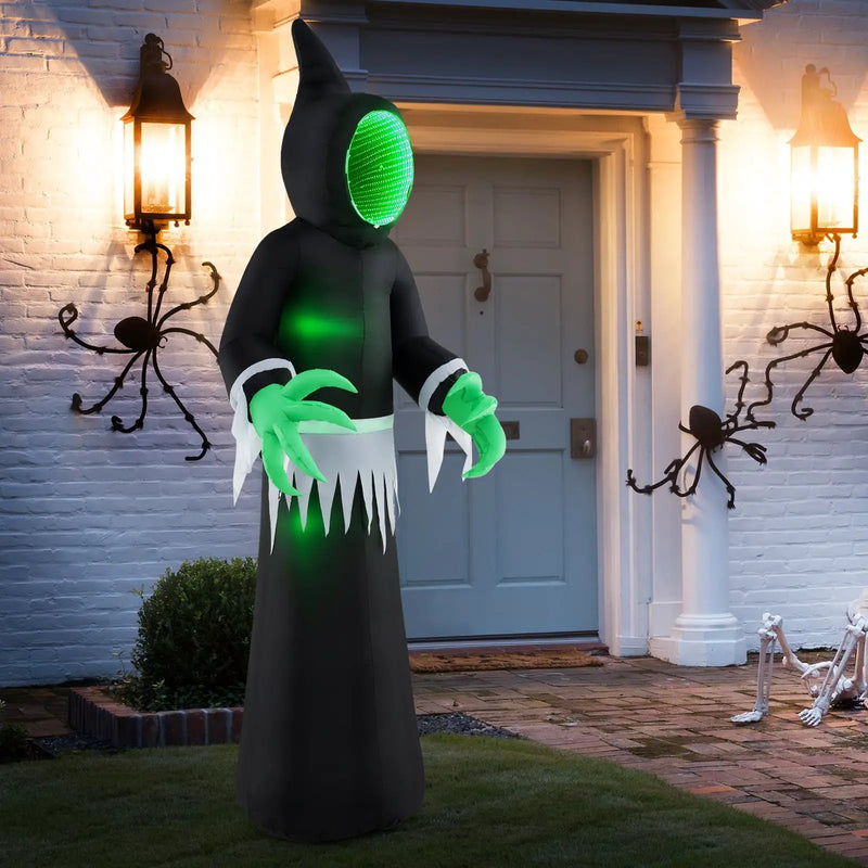8 Feet Giant Halloween Inflatable Ghost with Built-in LED Lights and Mirror Face by DirectDeals