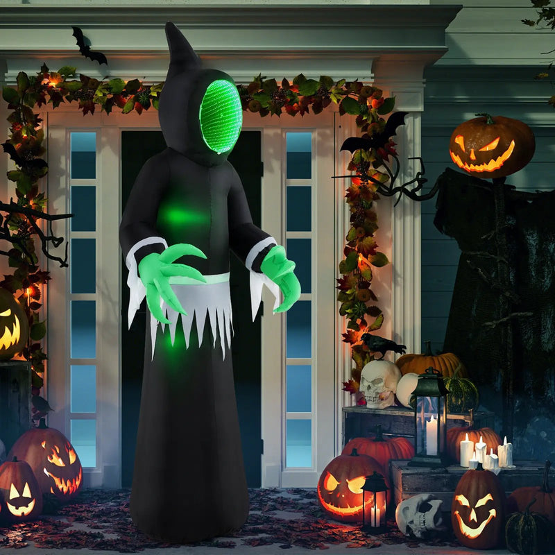 8 Feet Giant Halloween Inflatable Ghost with Built-in LED Lights and Mirror Face by DirectDeals