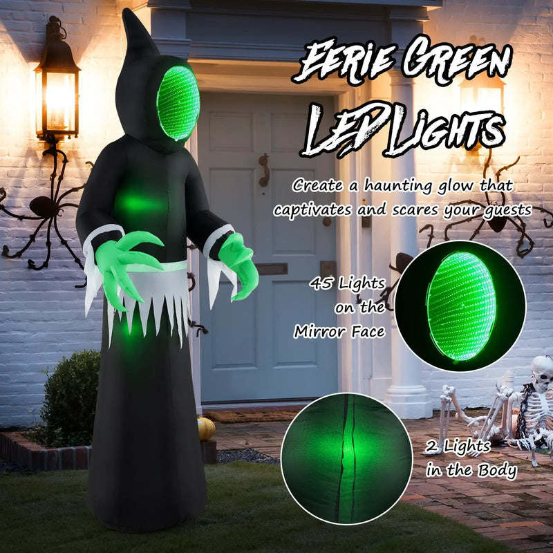 8 Feet Giant Halloween Inflatable Ghost with Built-in LED Lights and Mirror Face by DirectDeals