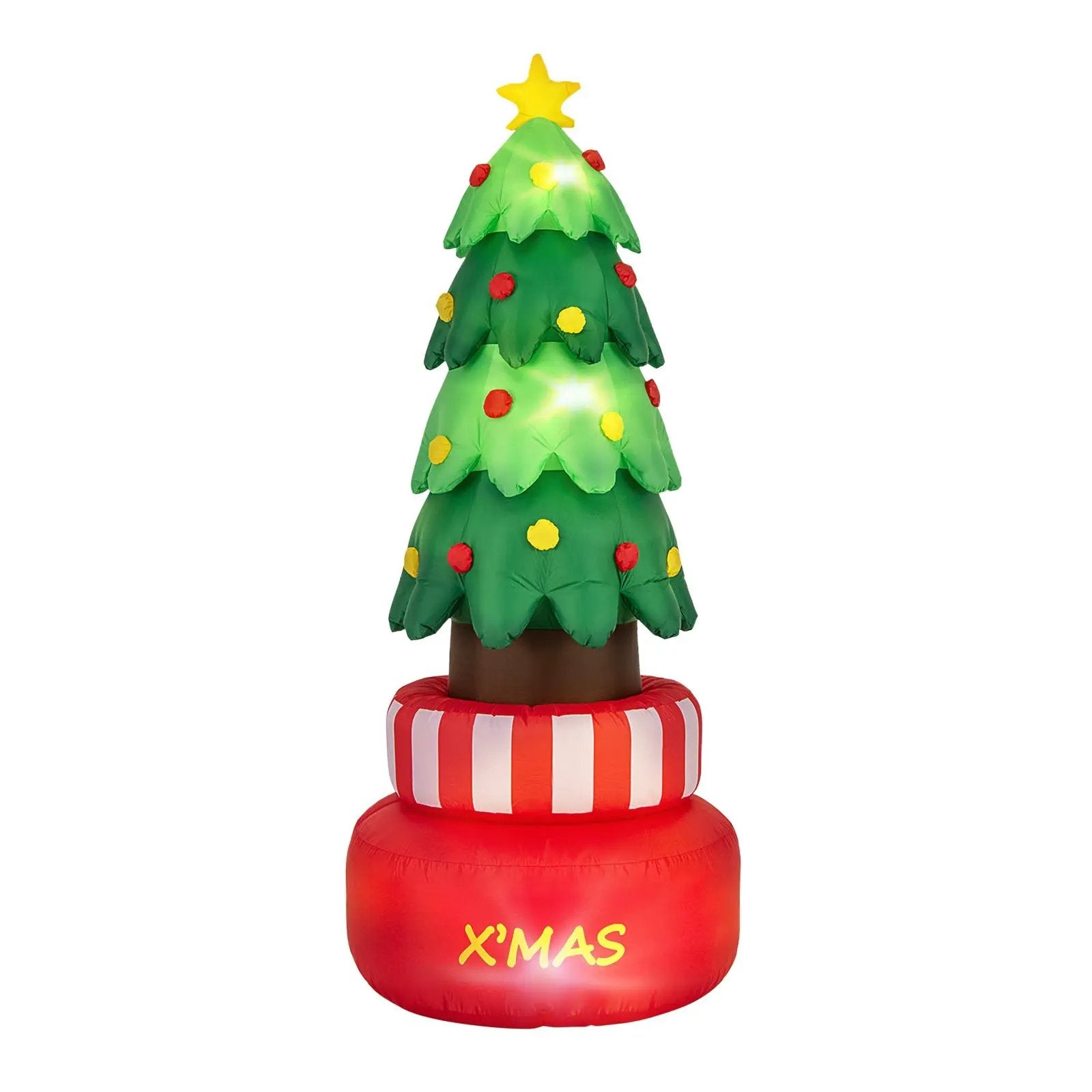 8 Feet Inflatable Rotating Xmas Tree with Built-in LED Lights and Water Bags by DirectDeals