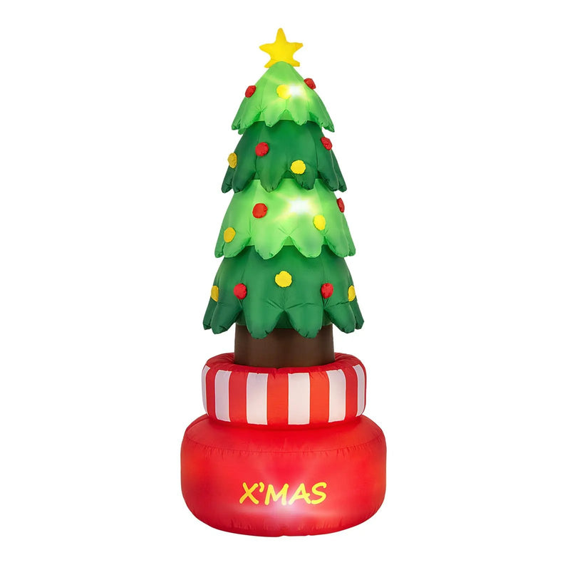 8 Feet Inflatable Rotating Xmas Tree with Built-in LED Lights and Water Bags by DirectDeals