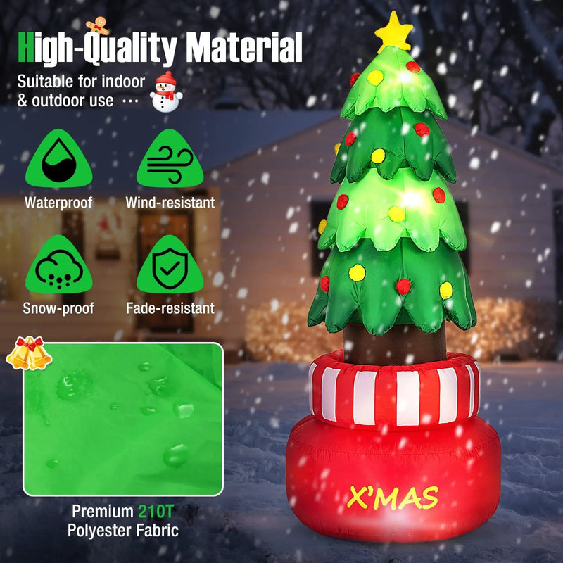8 Feet Inflatable Rotating Xmas Tree with Built-in LED Lights and Water Bags by DirectDeals