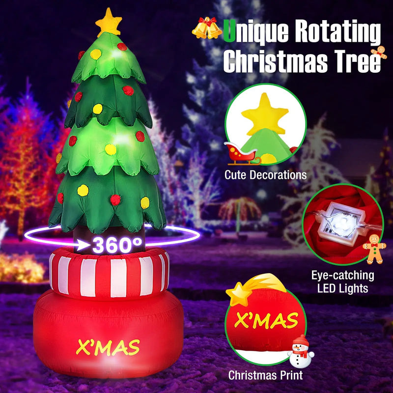 8 Feet Inflatable Rotating Xmas Tree with Built-in LED Lights and Water Bags by DirectDeals