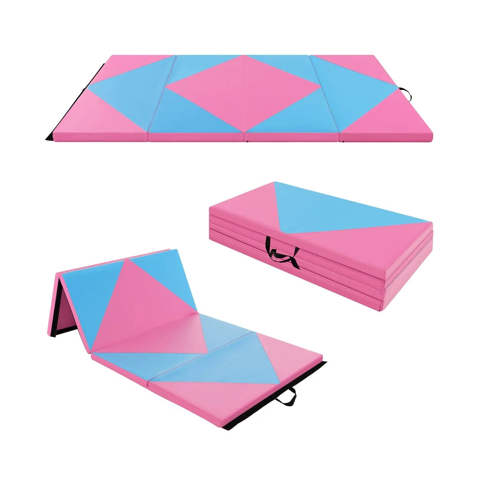 8 Feet PU Leather Folding Gymnastics Mat with Hook and Loop Fasteners by DirectDeals