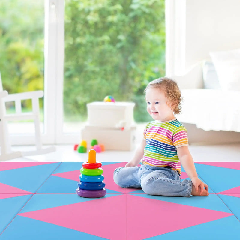 8 Feet PU Leather Folding Gymnastics Mat with Hook and Loop Fasteners by DirectDeals