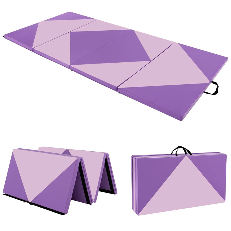8 Feet PU Leather Folding Gymnastics Mat with Hook and Loop Fasteners by DirectDeals