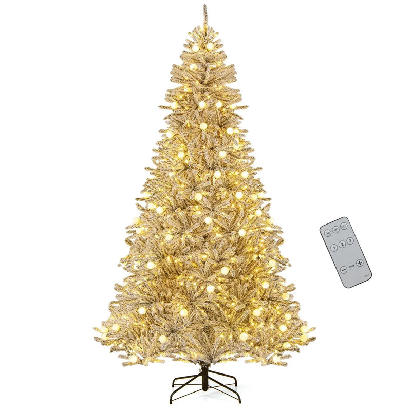6 Feet Snow-flocked Artificial Christmas Tree Pre-lit Hinged with 81 Sphere Lights and Remote by DirectDeals