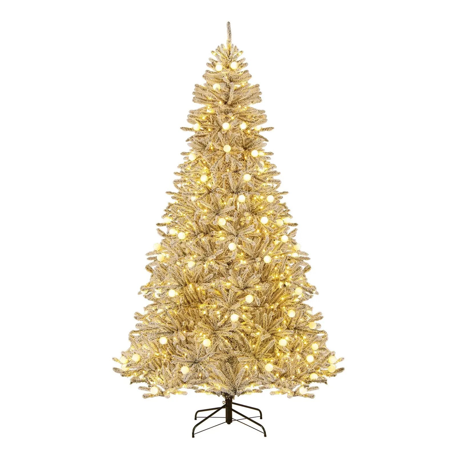 6 Feet Snow-flocked Artificial Christmas Tree Pre-lit Hinged with 81 Sphere Lights and Remote by DirectDeals