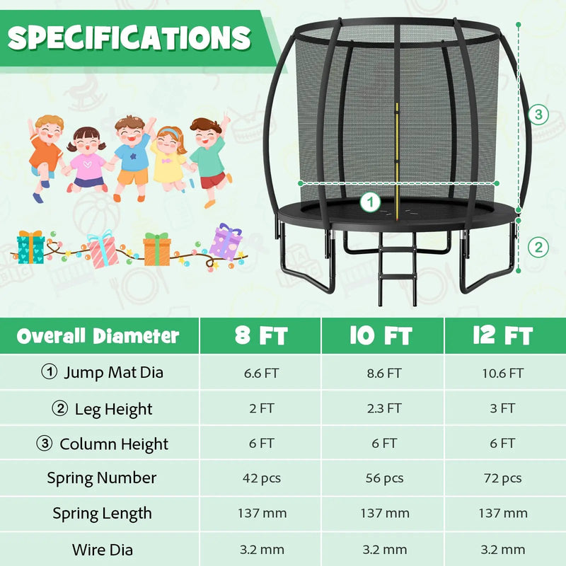 8 Feet ASTM Approved Recreational Trampoline with Ladder-Blue by DirectDeals