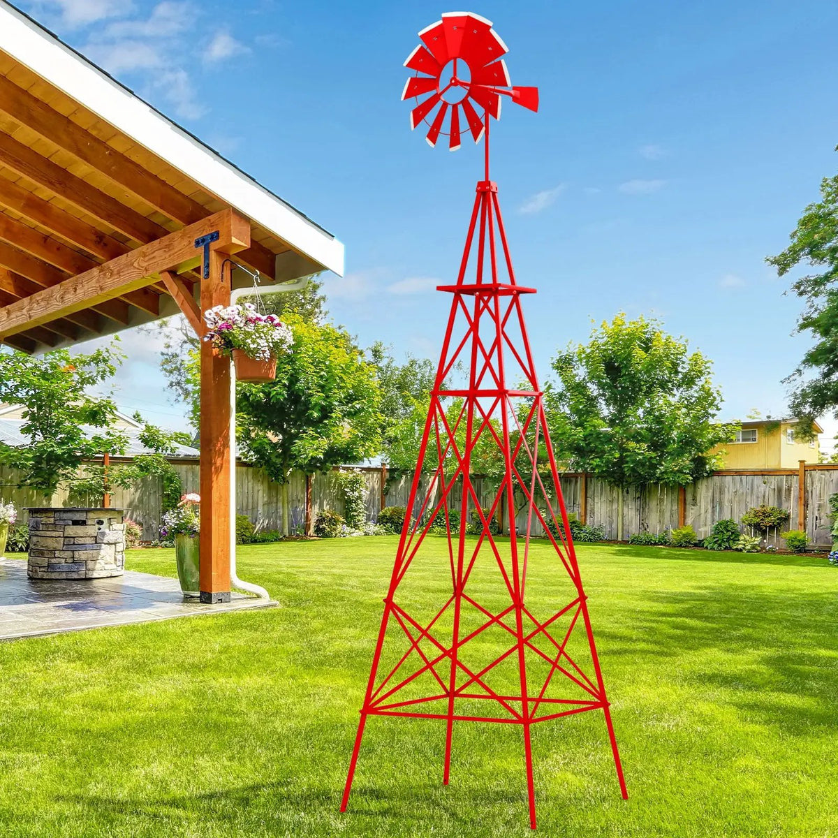 8 Feet Windmill Metal Ornamental Wind Wheel Weather Resistant, photo 2 of 10