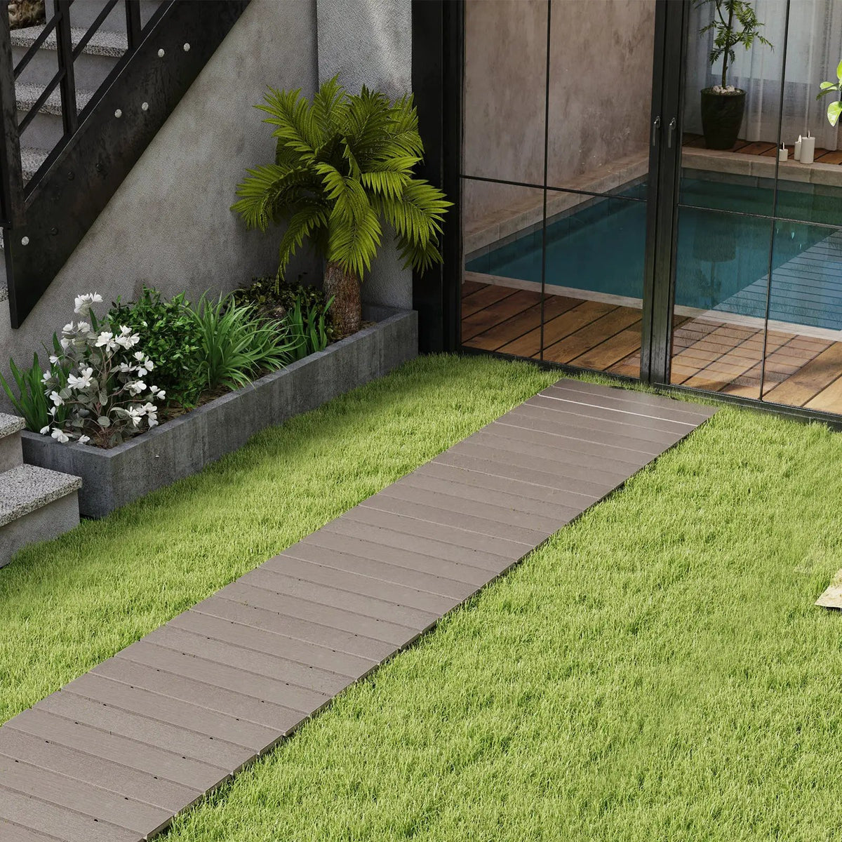 8 Ft Outdoor Garden Pathway Patio Roll Out Straight Walkways with Metal Wire Connection, photo 2 of 9