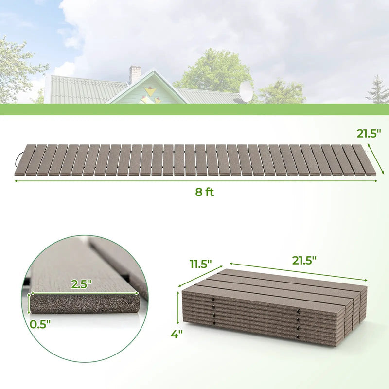 8 Ft Outdoor Garden Pathway Patio Roll Out Straight Walkways with Metal Wire Connection by DirectDeals