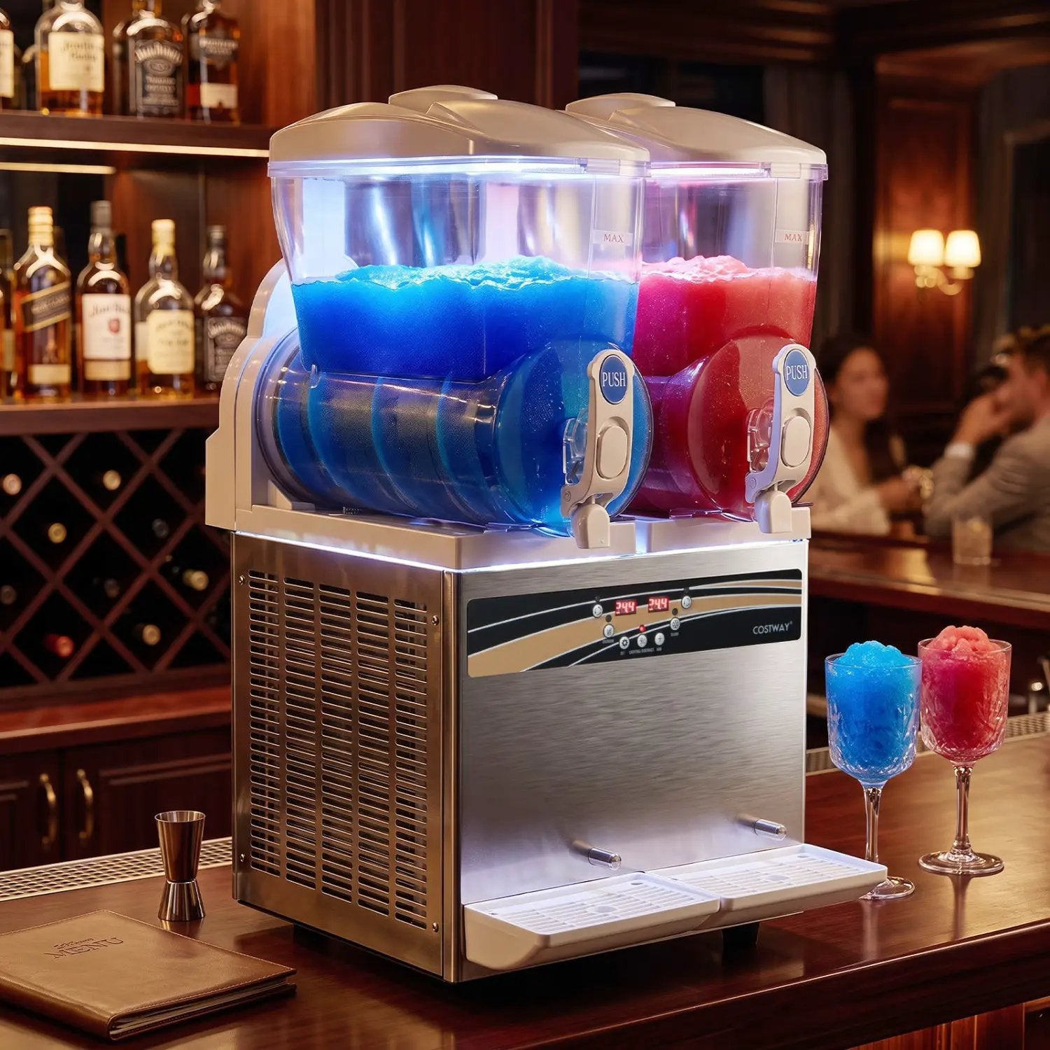 Commercial Slushie Machine 8 Gallon Dual Tank with LED Lights by DirectDeals