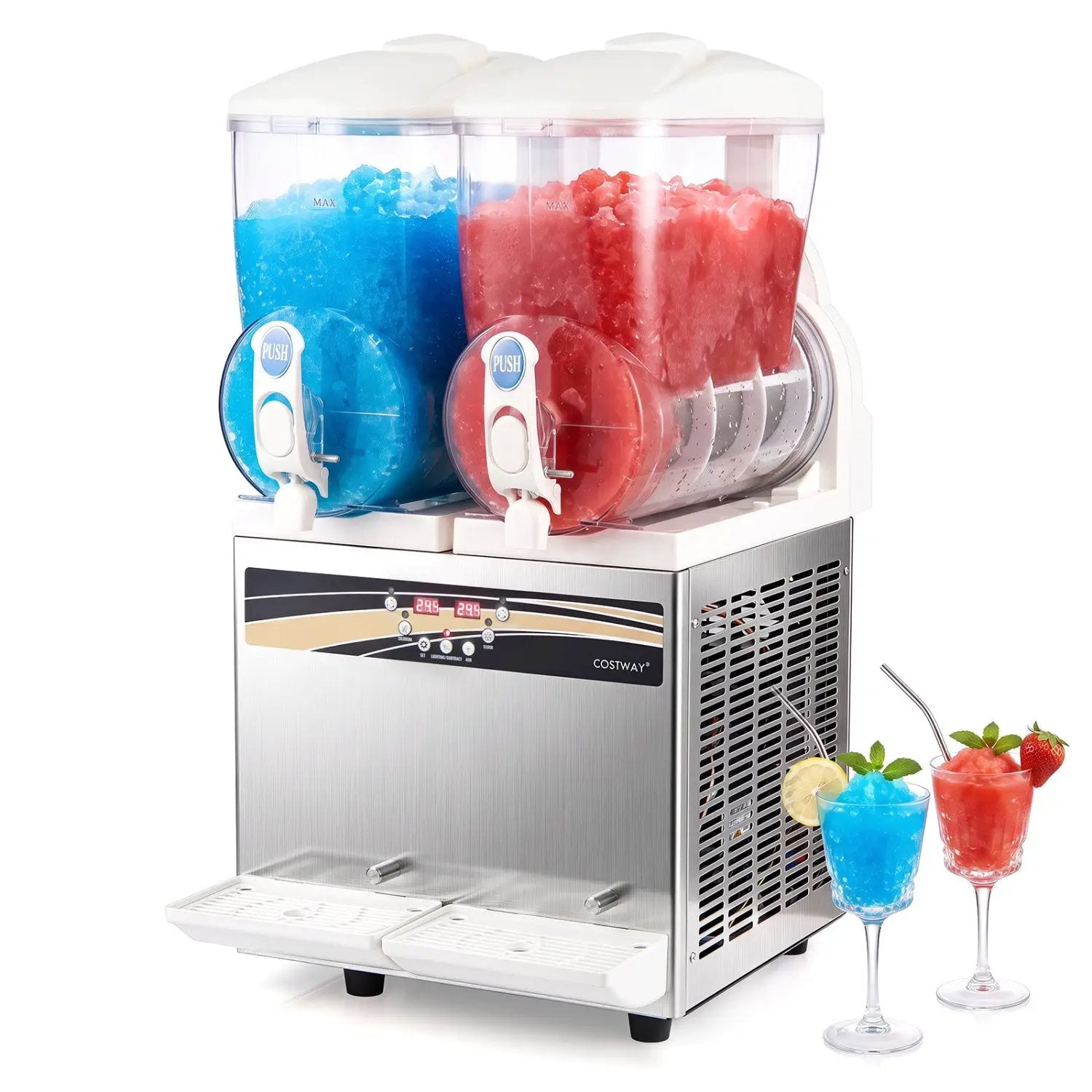 Commercial Slushie Machine 8 Gallon Dual Tank with LED Lights by DirectDeals