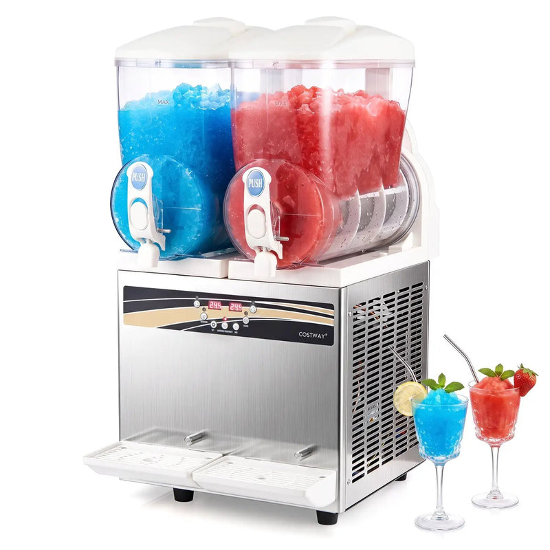 Commercial Slushie Machine 8 Gallon Dual Tank with LED Lights by DirectDeals