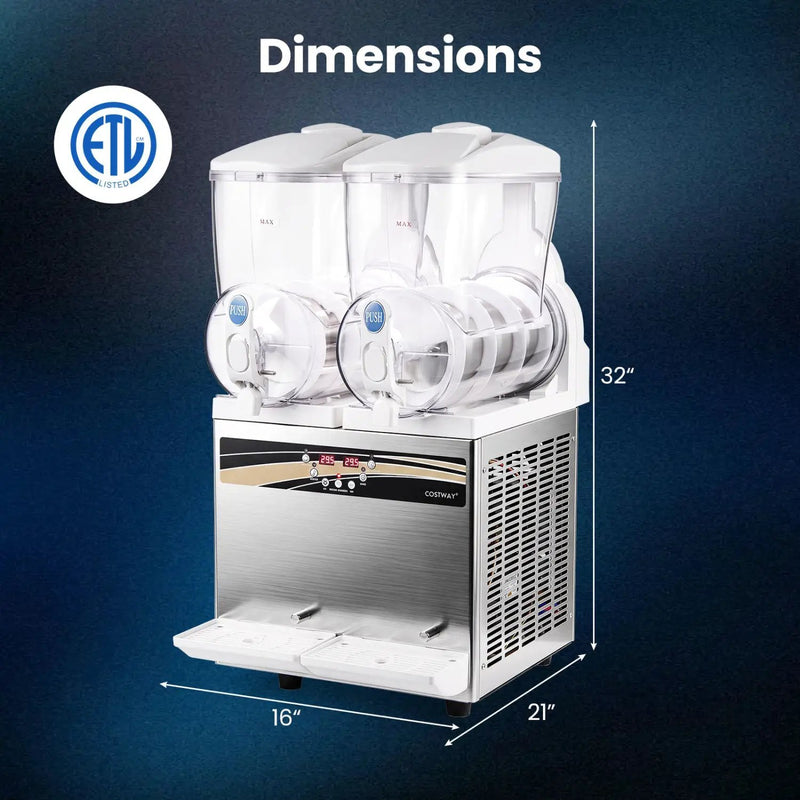Commercial Slushie Machine 8 Gallon Dual Tank with LED Lights by DirectDeals