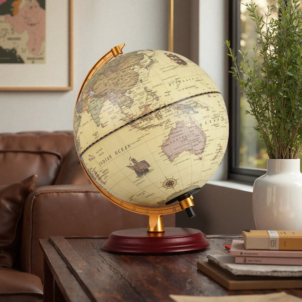 8 Inch Illuminated World Globe Night Light up Globe Lamp with Wooden Stand and HD Map, photo 9 of 16